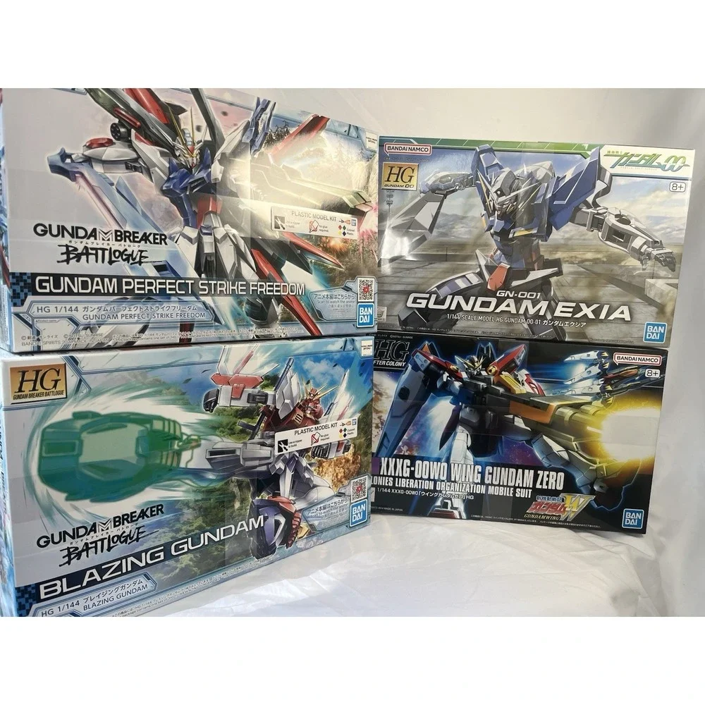 Set of 4 Bandai HG Gundam Model Kits Exia Wing Zero‎ Blazing